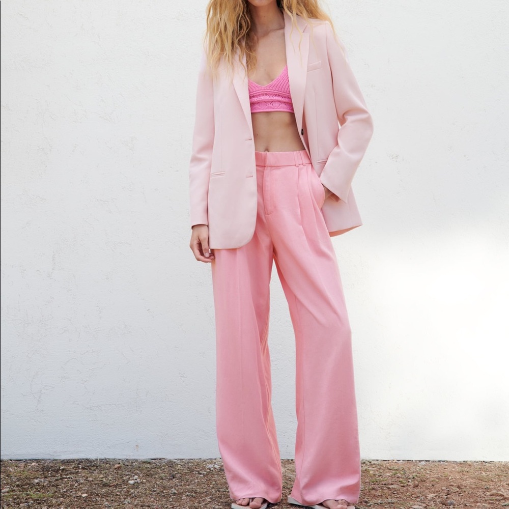 Zara Linen Blend Full Length Pants
